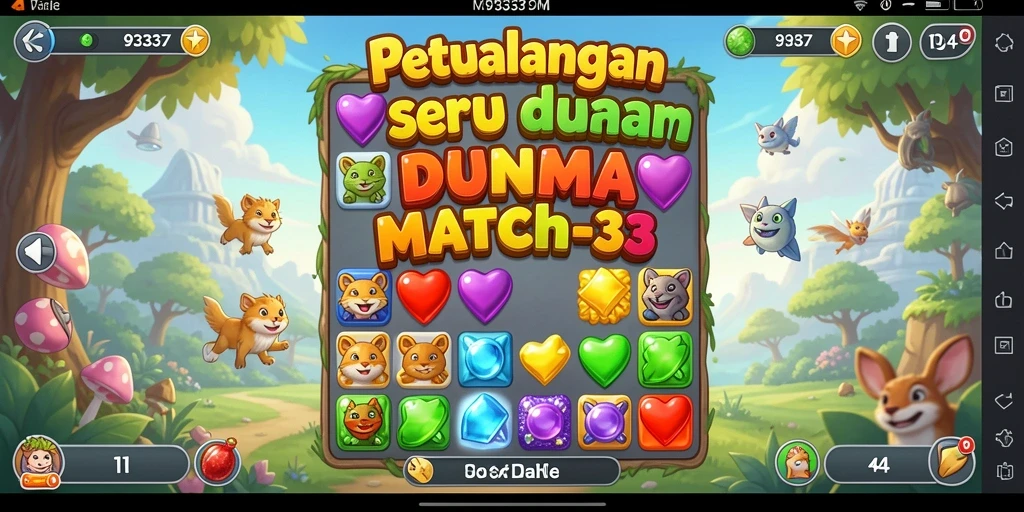 Tampilan screenshot 93337 menunjukkan gameplay seru Match-3 yang penuh warna.