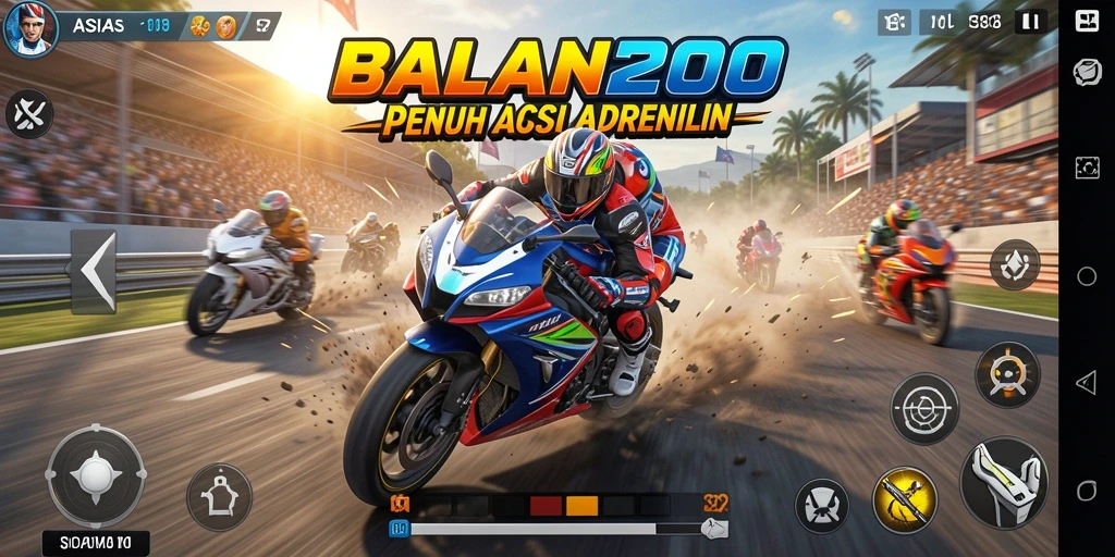 Tampilan menarik dari gameplay ASIA200 yang mendebarkan di lintasan balap.