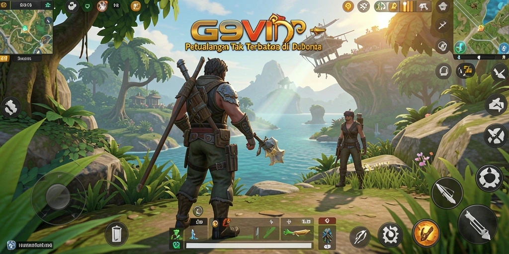 Tampilan gameplay G9VIP di dunia terbuka yang luas dan menawan.