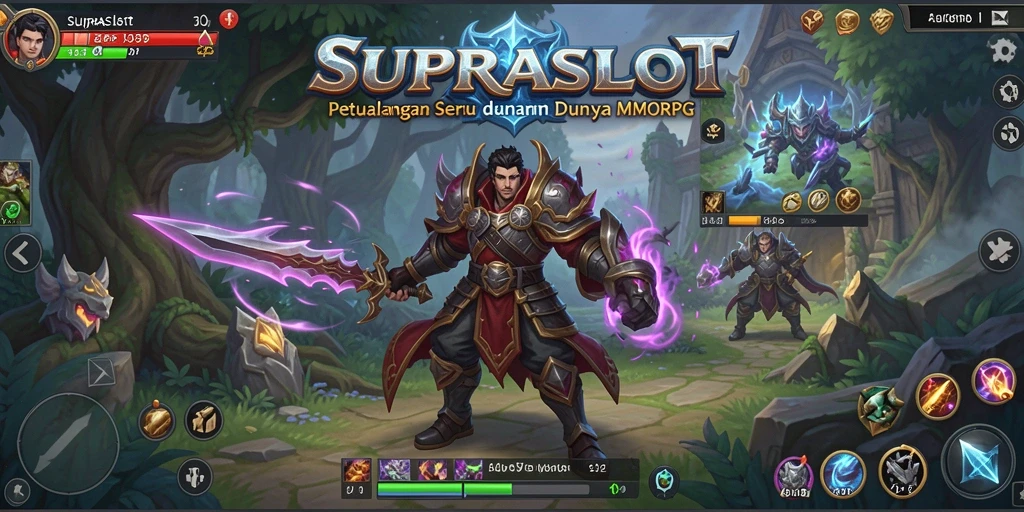 Gameplay seru dalam SUPRASLOT yang menunjukkan petualangan MMORPG.